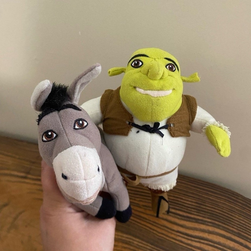 2003 Vintage Shrek 2 - Shrek & Donkey Mini Plush Bundle 6" HTF